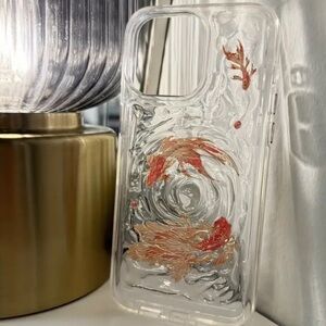 Koi Water Ripples with Gold Transparent iPhone 16 Max Pro Case